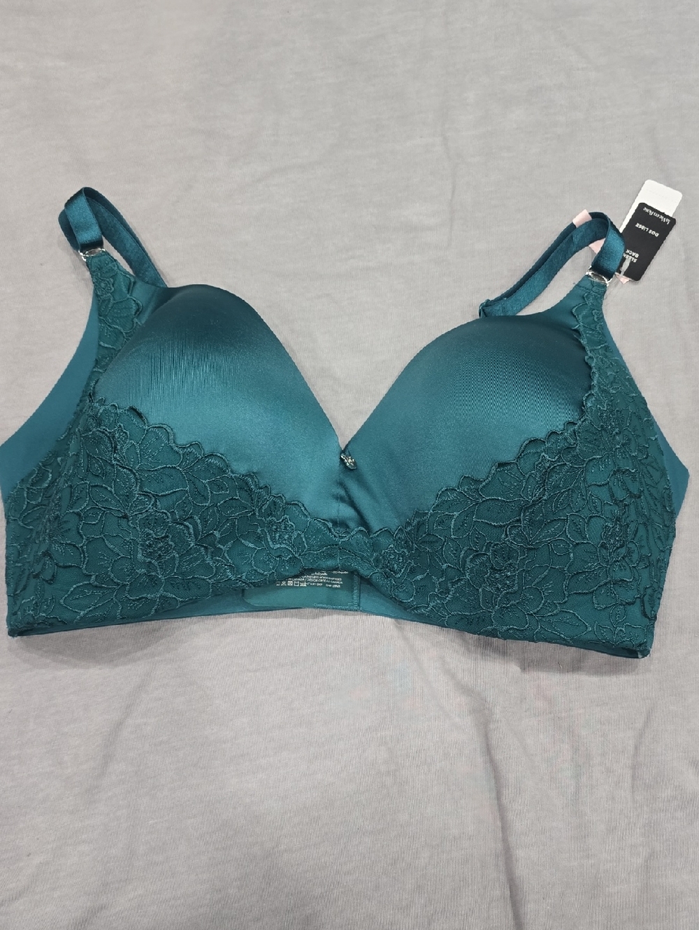 La Vie En Rose Teal Lace-Trimmed Full Coverage Bra